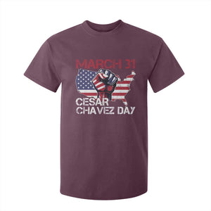 Cesar Chavez Day T Shirt For Kid March 31 Hand Fist American Flag TS11 Maroon Print Your Wear