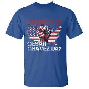 Cesar Chavez Day T Shirt March 31 Hand Fist American Flag TS11 Royal Blue Print Your Wear