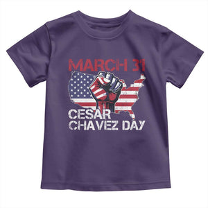 Cesar Chavez Day Toddler T Shirt March 31 Hand Fist American Flag TS11 Purple Print Your Wear