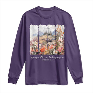 He Is Not Here He Has Risen Long Sleeve Shirt Christian Easter Religious Bible Verse TS11 Purple Print Your Wear