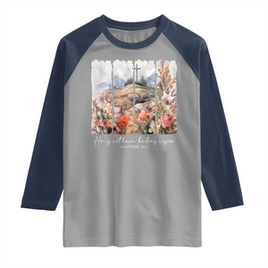 He Is Not Here He Has Risen Raglan Shirt Christian Easter Religious Bible Verse TS11 Sport Gray Navy Print Your Wear