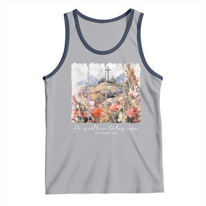 He Is Not Here He Has Risen Tank Top Christian Easter Religious Bible Verse TS11 Athletic Heather Navy Print Your Wear