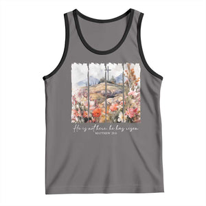 He Is Not Here He Has Risen Tank Top Christian Easter Religious Bible Verse TS11 Deep Heather Black Print Your Wear