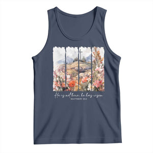 He Is Not Here He Has Risen Tank Top Christian Easter Religious Bible Verse TS11 Navy Print Your Wear