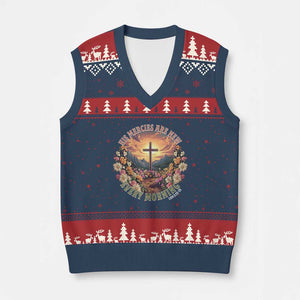 His Mercies Are New Every Morning V-Neck Knit Sweater Vest Good Friday Religious Christian Bible Verse TS11 Navy Red Print Your Wear