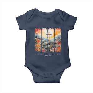 My Sin Was Great His Love Was Greater Baby Onesie Christian Easter Religious Bible Verse TS11 Navy Print Your Wear