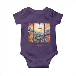 My Sin Was Great His Love Was Greater Baby Onesie Christian Easter Religious Bible Verse TS11 Purple Print Your Wear