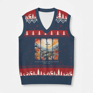 My Sin Was Great His Love Was Greater V-Neck Knit Sweater Vest Christian Easter Religious Bible Verse TS11 Navy Red Print Your Wear