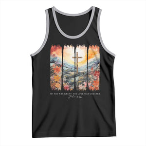 My Sin Was Great His Love Was Greater Tank Top Christian Easter Religious Bible Verse TS11 Black Athletic Heather Print Your Wear