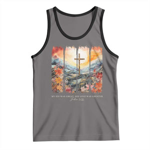 My Sin Was Great His Love Was Greater Tank Top Christian Easter Religious Bible Verse TS11 Deep Heather Black Print Your Wear