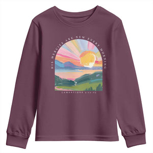 His Mercies Are New Every Morning Youth Sweatshirt Religious Christian Bible Verse TS11 Maroon Print Your Wear