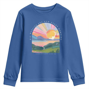 His Mercies Are New Every Morning Youth Sweatshirt Religious Christian Bible Verse TS11 Royal Blue Print Your Wear