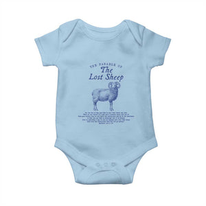 The Parable Of The Lost Sheep Baby Onesie Christian Bible Verse Matthew 18 TS11 Light Blue Print Your Wear