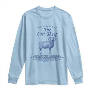 The Parable Of The Lost Sheep Long Sleeve Shirt Christian Bible Verse Matthew 18 TS11 Light Blue Print Your Wear