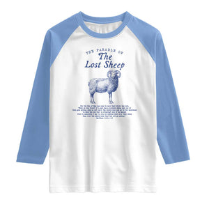 The Parable Of The Lost Sheep Raglan Shirt Christian Bible Verse Matthew 18 TS11 White Carolina Blue Print Your Wear