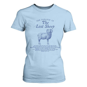 The Parable Of The Lost Sheep T Shirt For Women Christian Bible Verse Matthew 18 TS11 Light Blue Print Your Wear