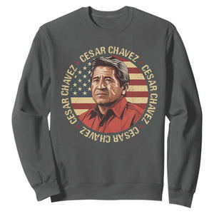 Cesar Chavez Sweatshirt March Holiday Hispanic Heritage American Map TS11 Dark Heather Print Your Wear