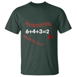 Funny 6432 67 Baseball T Shirt Double Play Outs Baseball Player TS11 Dark Forest Green Print Your Wear