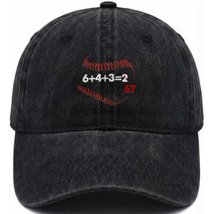 Funny 6432 67 Baseball Washed Cotton Baseball Cap Double Play Outs Baseball Player TS11 Washed Cap Universal Fit Black Print Your Wear