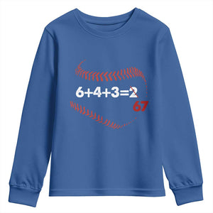 Funny 6432 67 Baseball Youth Sweatshirt Double Play Outs Baseball Player TS11 Royal Blue Print Your Wear