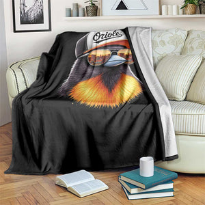 Funny Oriole Bird Wearing Baseball Cap Graphic Vintage Sport Throw Blanket TS11 Print Your Wear