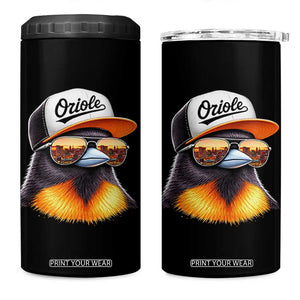 Funny Oriole Bird Wearing Baseball Cap Graphic Vintage Sport 4 in 1 Can Cooler Tumbler TS11 One Size: 16 oz Black Print Your Wear