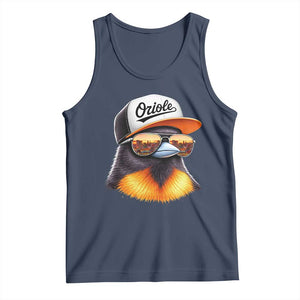 Funny Oriole Bird Wearing Baseball Cap Graphic Vintage Sport Tank Top TS11 Navy Print Your Wear