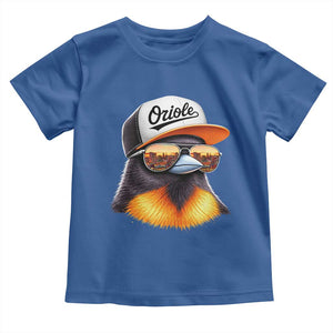 Funny Oriole Bird Wearing Baseball Cap Graphic Vintage Sport Toddler T Shirt TS11 Royal Blue Print Your Wear