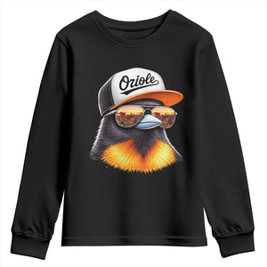 Funny Oriole Bird Wearing Baseball Cap Graphic Vintage Sport Youth Sweatshirt TS11 Black Print Your Wear