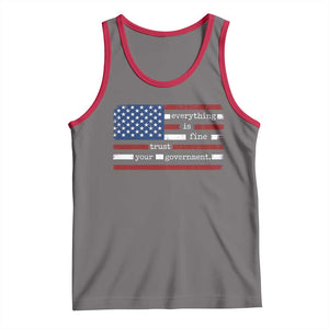 Everything Is Fine Trust Your Government Tank Top Funny Political American Flag TS11 Deep Heather Red Print Your Wear