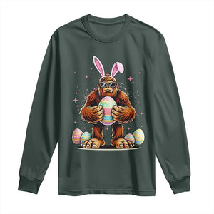 Funny Bigfoot Easter Day Bunny Sasquatch Egg Long Sleeve Shirt TS11 Dark Forest Green Print Your Wear