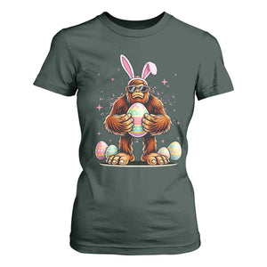 Funny Bigfoot Easter Day Bunny Sasquatch Egg T Shirt For Women TS11 Dark Forest Green Print Your Wear