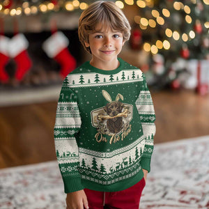Funny Egg Hunter Ugly Christmas Sweater On The Hunt Camo Easter Labrador Dog TS11 Forest Green Beige Print Your Wear