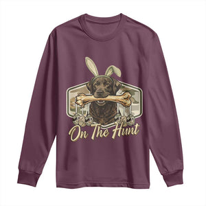 Funny Egg Hunter Long Sleeve Shirt On The Hunt Camo Easter Labrador Dog TS11 Maroon Print Your Wear