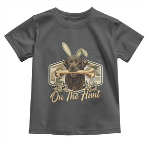 Funny Egg Hunter Toddler T Shirt On The Hunt Camo Easter Labrador Dog TS11 Dark Heather Print Your Wear