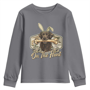 Funny Egg Hunter Youth Sweatshirt On The Hunt Camo Easter Labrador Dog TS11 Charcoal Print Your Wear