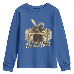 Funny Egg Hunter Youth Sweatshirt On The Hunt Camo Easter Labrador Dog TS11 Royal Blue Print Your Wear
