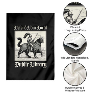 Defend Your Local Public Library Garden Flag Knight Cat for Fantasy Book Lovers TS11 Print Your Wear