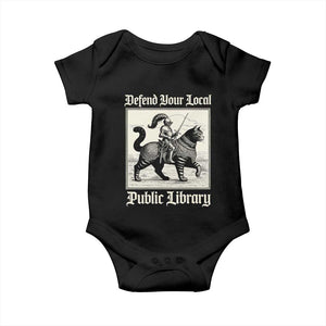 Defend Your Local Public Library Baby Onesie Knight Cat for Fantasy Book Lovers TS11 Black Print Your Wear