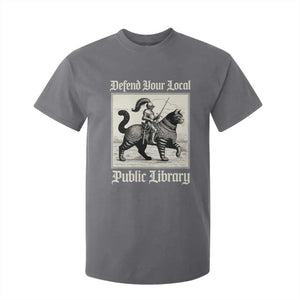 Defend Your Local Public Library T Shirt For Kid Knight Cat for Fantasy Book Lovers TS11 Charcoal Print Your Wear