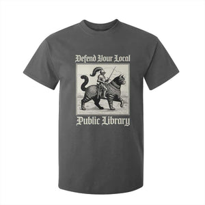 Defend Your Local Public Library T Shirt For Kid Knight Cat for Fantasy Book Lovers TS11 Dark Heather Print Your Wear