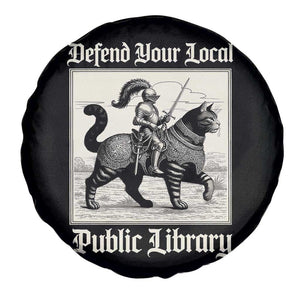 Defend Your Local Public Library Spare Tire Cover Knight Cat for Fantasy Book Lovers TS11 Print Your Wear