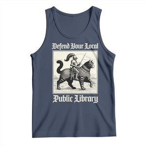 Defend Your Local Public Library Tank Top Knight Cat for Fantasy Book Lovers TS11 Navy Print Your Wear
