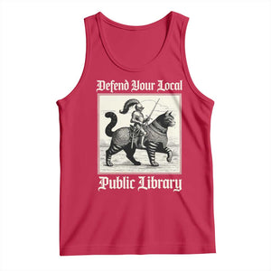 Defend Your Local Public Library Tank Top Knight Cat for Fantasy Book Lovers TS11 Red Print Your Wear
