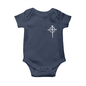 Christian Religious Jesus Shirt with Cross Logo Graphic Baby Onesie TS11 Navy Print Your Wear