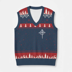 Christian Religious Jesus Shirt with Cross Logo Graphic V-Neck Knit Sweater Vest TS11 Navy Red Print Your Wear