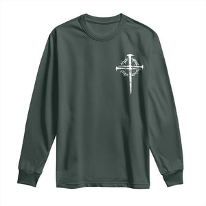 Christian Religious Jesus Shirt with Cross Logo Graphic Long Sleeve Shirt TS11 Dark Forest Green Print Your Wear