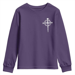 Christian Religious Jesus Shirt with Cross Logo Graphic Youth Sweatshirt TS11 Purple Print Your Wear