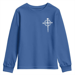 Christian Religious Jesus Shirt with Cross Logo Graphic Youth Sweatshirt TS11 Royal Blue Print Your Wear