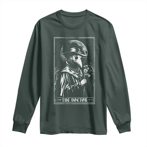 Plague Doctor Tarot Card Long Sleeve Shirt Horror Death Occult Satanic TS11 Dark Forest Green Print Your Wear
